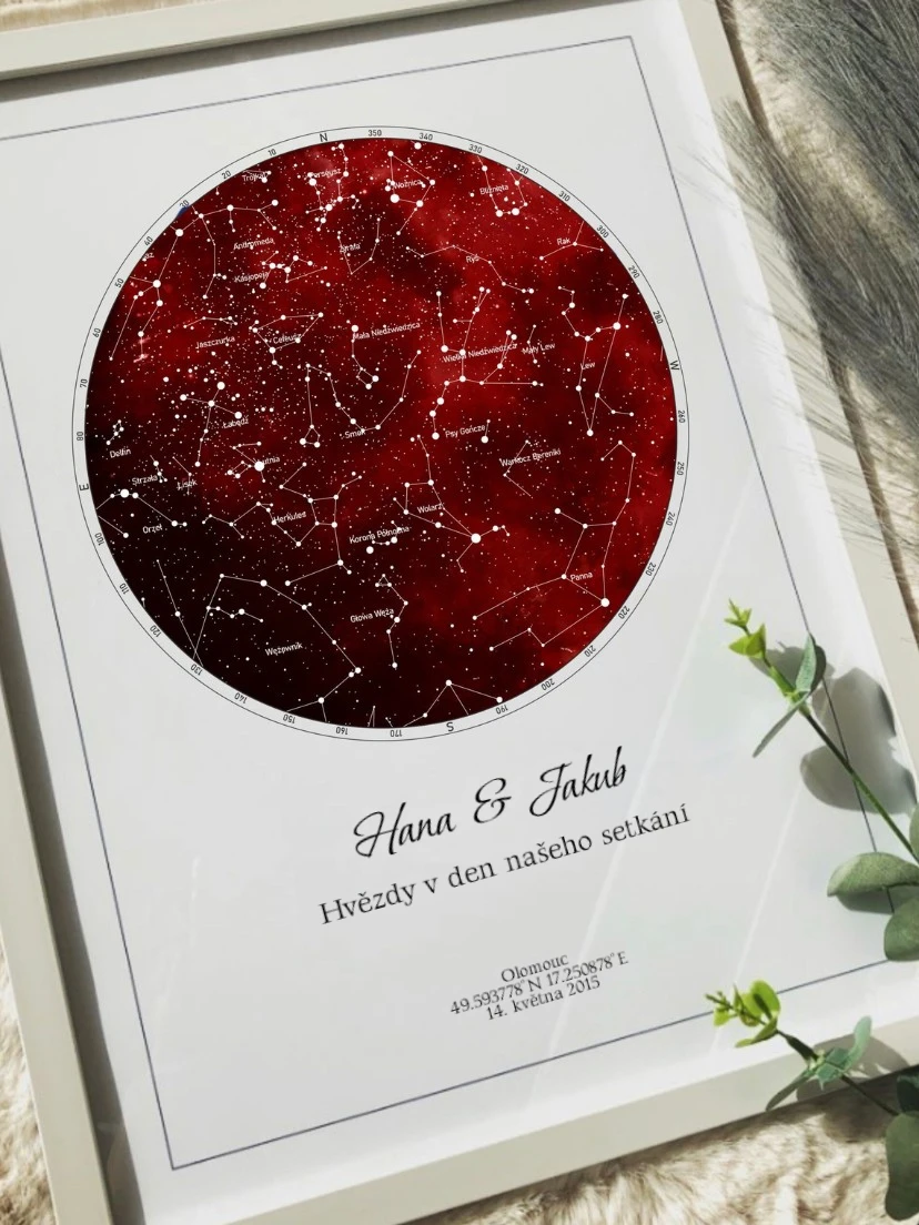Mapa nebe vytištěná na vysoce kvalitním fotografickém papíře.