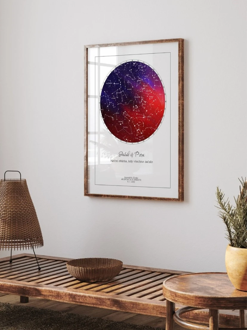Výjimečná mapa nebe je plakát se souhvězdími v den narozenin jako dárek pro každého.